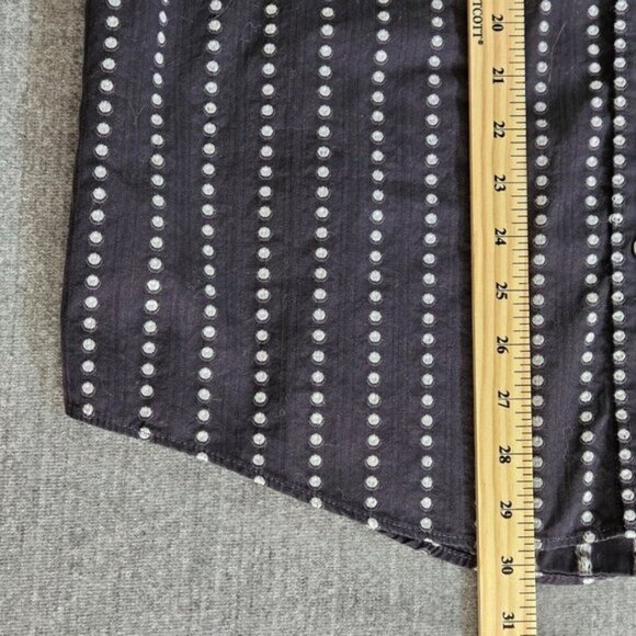 Ted Baker Jean Shirt Mens 6 US L Black Cream Cotton LS Swiss Dots Buttons Boho - Picture 5 of 15